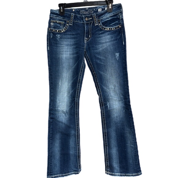 Miss Me - Bootcut Jeans JW4288B9R - Dark Wash Embellished Flap Pockets - Size 28 - Picture 9 of 9